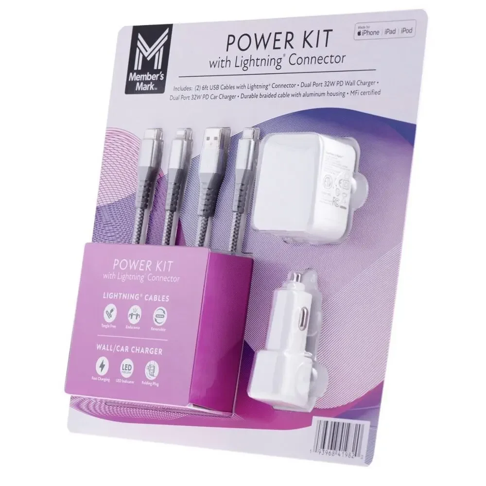Charger Kit USB-C PD Wall & Car Charger for iPhone, iPad…. Lightening